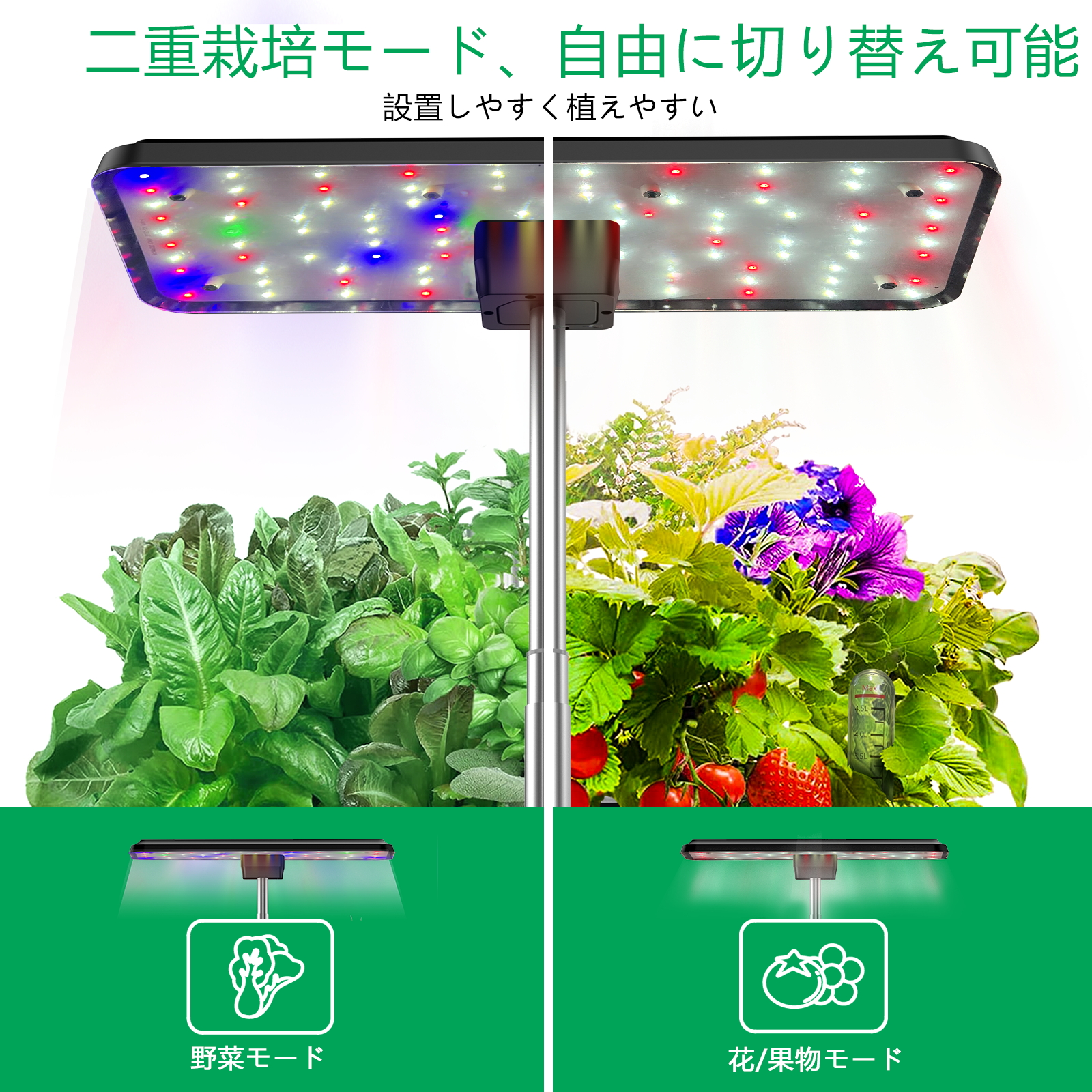 JustSmart 水耕栽培キット LED 野菜栽培キット 室内 静か 家庭菜園 プランター おしゃれ タイマー機能付 循環式ポンプ ガーデニング 観葉植物  育苗キット JustSmart